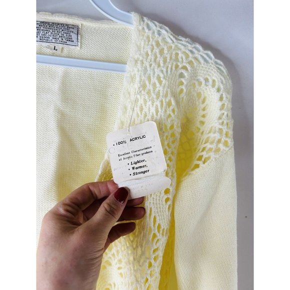 NOS VTG 70s Crochet Knit Wrap Belted Cardigan Sweater Hippy Y2K - Picture 5 of 7